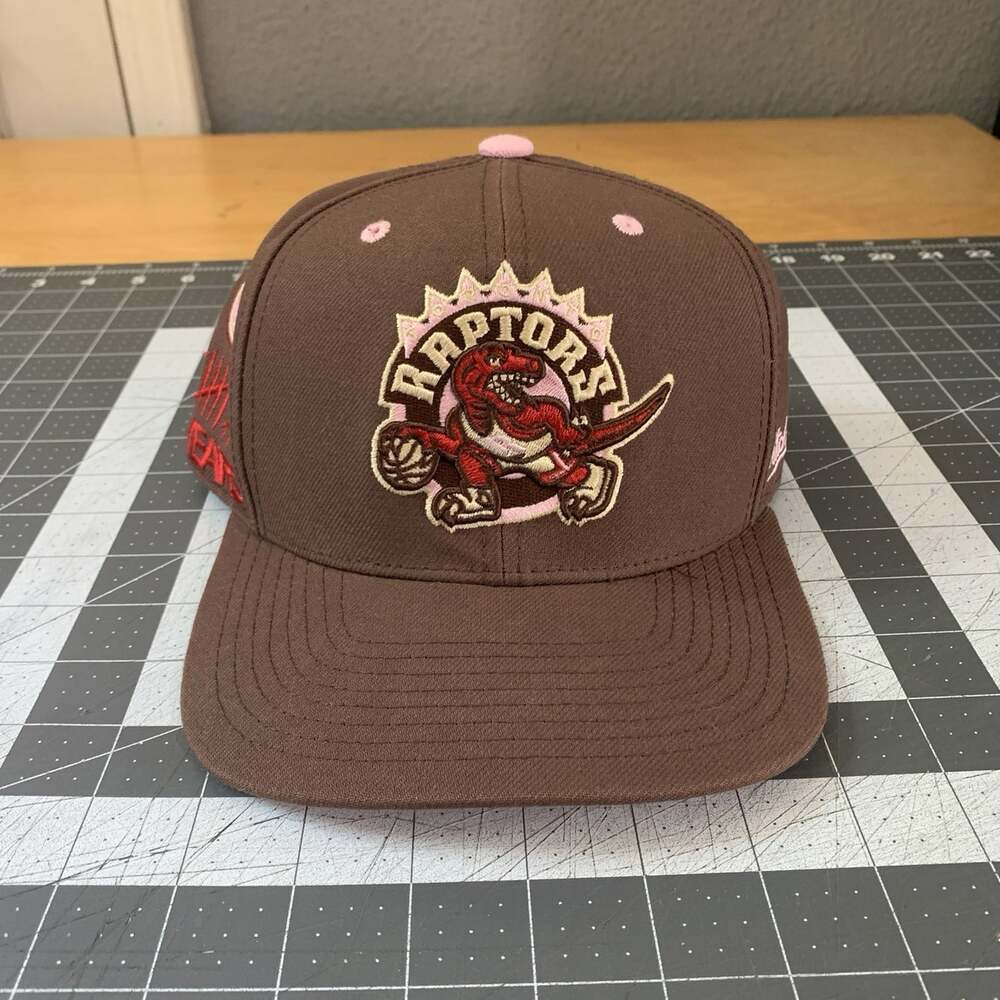 Mitchell & Ness Toronto Raptors Fitted Hat Mens 7 Brown Pink NBA 15 Years Patch
